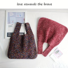 Glitter Knitted Evening Bag Tote Handbags Women's Clutch Purse