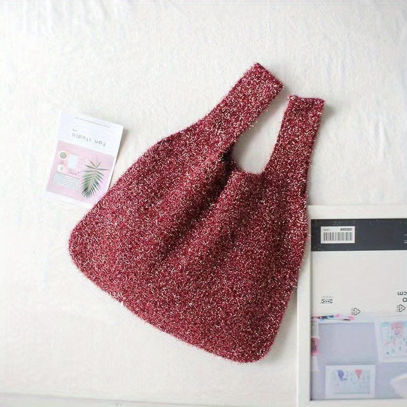 Glitter Knitted Evening Bag Tote Handbags Women's Clutch Purse