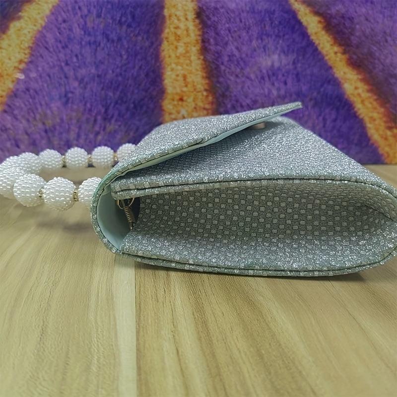 Glitter Dinner Bag Flap Satchel Beaded Top Handle Wedding Handbag
