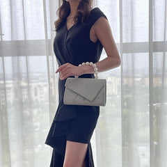 Glitter Dinner Bag Flap Satchel Beaded Top Handle Wedding Handbag