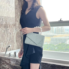 Glitter Dinner Bag Flap Satchel Beaded Top Handle Wedding Handbag