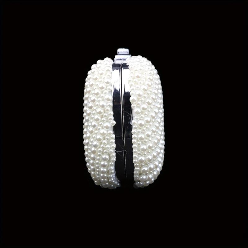 Mini Faux Pearl Evening Bag Beaded Embroidery Clutch Purse for Cocktail Party
