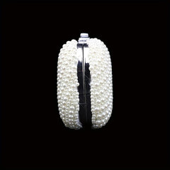 Mini Faux Pearl Evening Bag Beaded Embroidery Clutch Purse for Cocktail Party