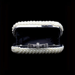 Mini Faux Pearl Evening Bag Beaded Embroidery Clutch Purse for Cocktail Party