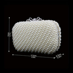Mini Faux Pearl Evening Bag Beaded Embroidery Clutch Purse for Cocktail Party