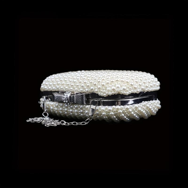 Mini Faux Pearl Evening Bag Beaded Embroidery Clutch Purse for Cocktail Party