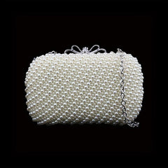 Mini Faux Pearl Evening Bag Beaded Embroidery Clutch Purse for Cocktail Party