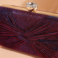 Glitter Evening Clutch Bag Ruched Chain Party Bag