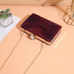 Glitter Evening Clutch Bag Ruched Chain Party Bag