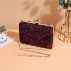 Glitter Evening Clutch Bag Ruched Chain Party Bag