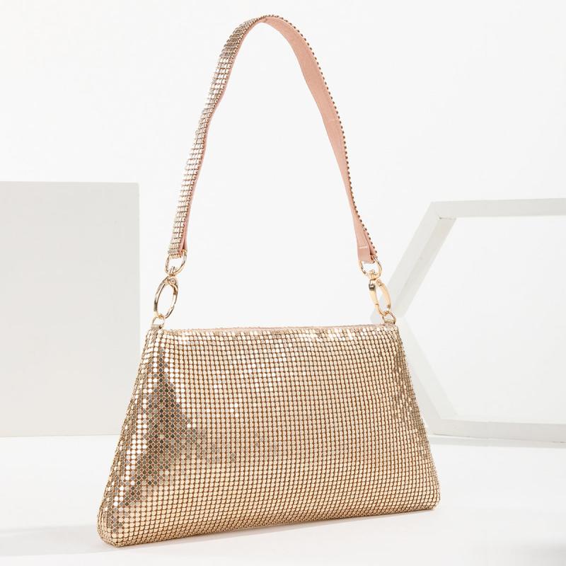 Sequin Glitter Zipper Handbag Elegent Textured Fabric Sparkly Purse