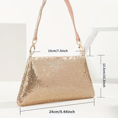 Sequin Glitter Zipper Handbag Elegent Textured Fabric Sparkly Purse