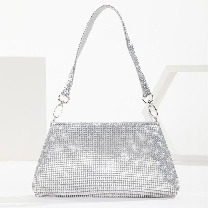 Sequin Glitter Zipper Handbag Elegent Textured Fabric Sparkly Purse