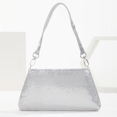 Sequin Glitter Zipper Handbag Elegent Textured Fabric Sparkly Purse