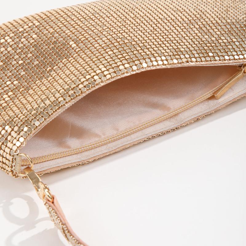 Sequin Glitter Zipper Handbag Elegent Textured Fabric Sparkly Purse