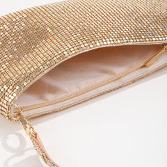 Sequin Glitter Zipper Handbag Elegent Textured Fabric Sparkly Purse