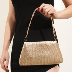 Sequin Glitter Zipper Handbag Elegent Textured Fabric Sparkly Purse