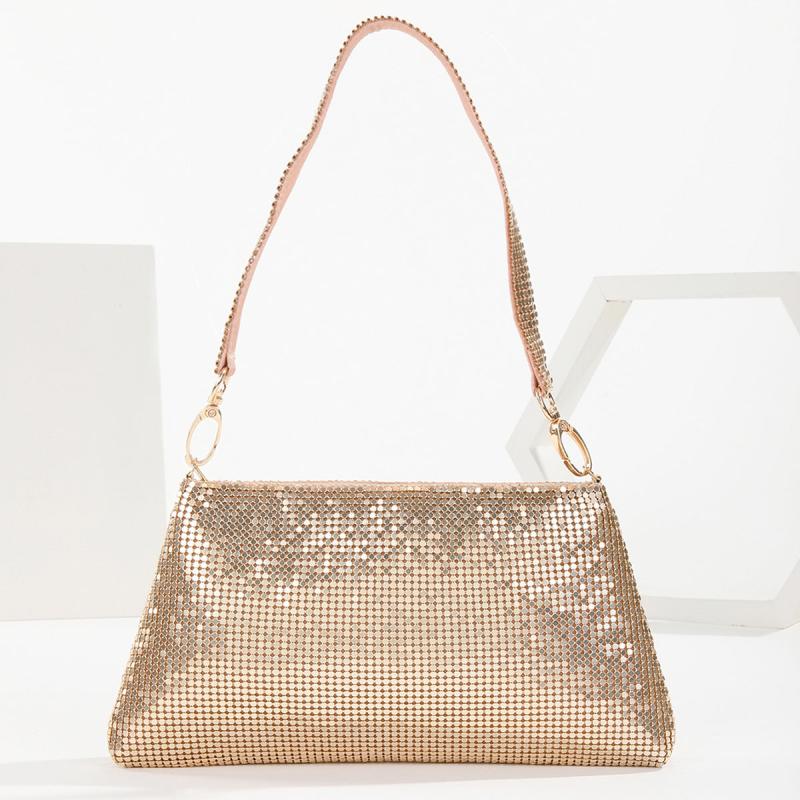 Sequin Glitter Zipper Handbag Elegent Textured Fabric Sparkly Purse