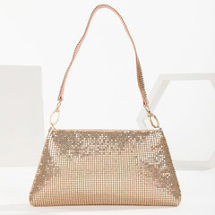 Sequin Glitter Zipper Handbag Elegent Textured Fabric Sparkly Purse