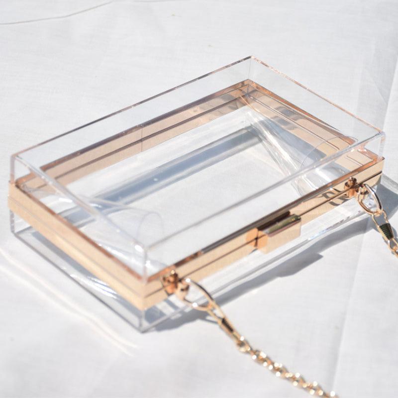 Acrylic Box Evening Bag Chain Crossbody Clutch Purse