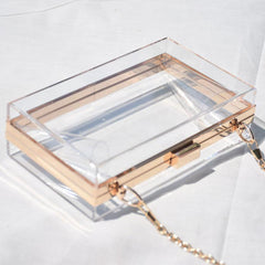 Acrylic Box Evening Bag Chain Crossbody Clutch Purse