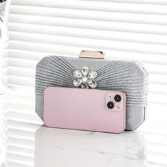 Rhinestone Glitter Kiss Lock Chain Clutch Evening Bag