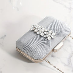 Rhinestone Glitter Kiss Lock Chain Clutch Evening Bag