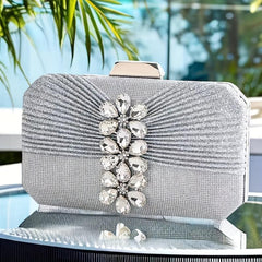 Rhinestone Glitter Kiss Lock Chain Clutch Evening Bag