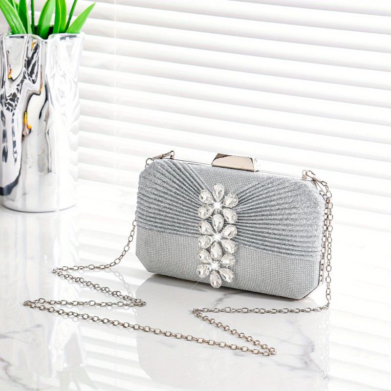 Rhinestone Glitter Kiss Lock Chain Clutch Evening Bag