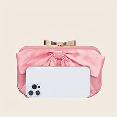 Bow Decor Clutch Purse Sweet Classic Dinner Bag For Wedding Party