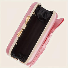 Bow Decor Clutch Purse Sweet Classic Dinner Bag For Wedding Party