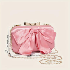 Bow Decor Clutch Purse Sweet Classic Dinner Bag For Wedding Party