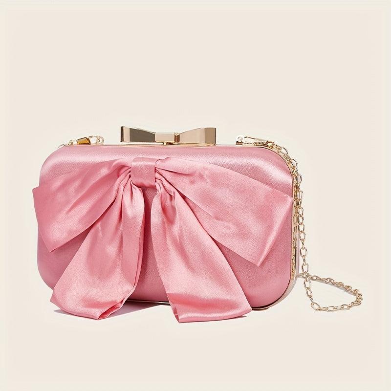 Bow Decor Clutch Purse Sweet Classic Dinner Bag For Wedding Party