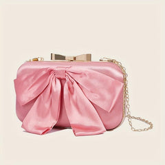 Bow Decor Clutch Purse Sweet Classic Dinner Bag For Wedding Party