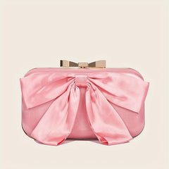 Bow Decor Clutch Purse Sweet Classic Dinner Bag For Wedding Party