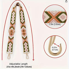 Ethnic Style Wide Shoulder Strap for Bag Nylon Adjustable Replacement Belt