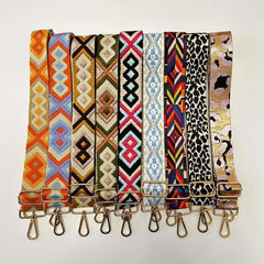 Ethnic Style Wide Shoulder Strap for Bag Nylon Adjustable Replacement Belt