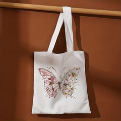 Butterfly Flower Print Shoulder Bag Lightweight Shopper Bag