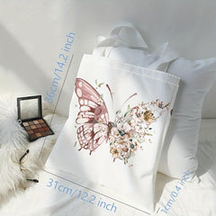 Butterfly Flower Print Shoulder Bag Lightweight Shopper Bag