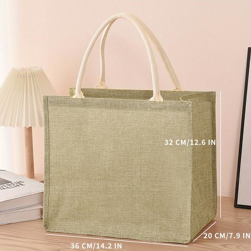 Eco Friendly Burlap Tote Bag Reusable Linen Grocery Shopping Bag Lightweight