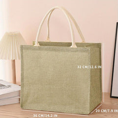 Eco Friendly Burlap Tote Bag Reusable Linen Grocery Shopping Bag Lightweight