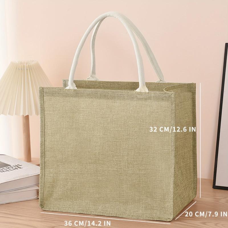 Eco Friendly Burlap Tote Bag Reusable Linen Grocery Shopping Bag Lightweight