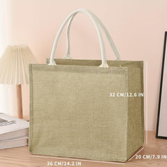 Eco Friendly Burlap Tote Bag Reusable Linen Grocery Shopping Bag Lightweight