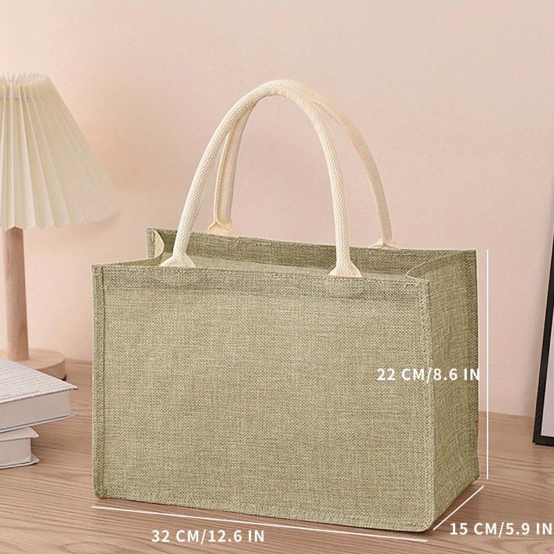 Eco Friendly Burlap Tote Bag Reusable Linen Grocery Shopping Bag Lightweight