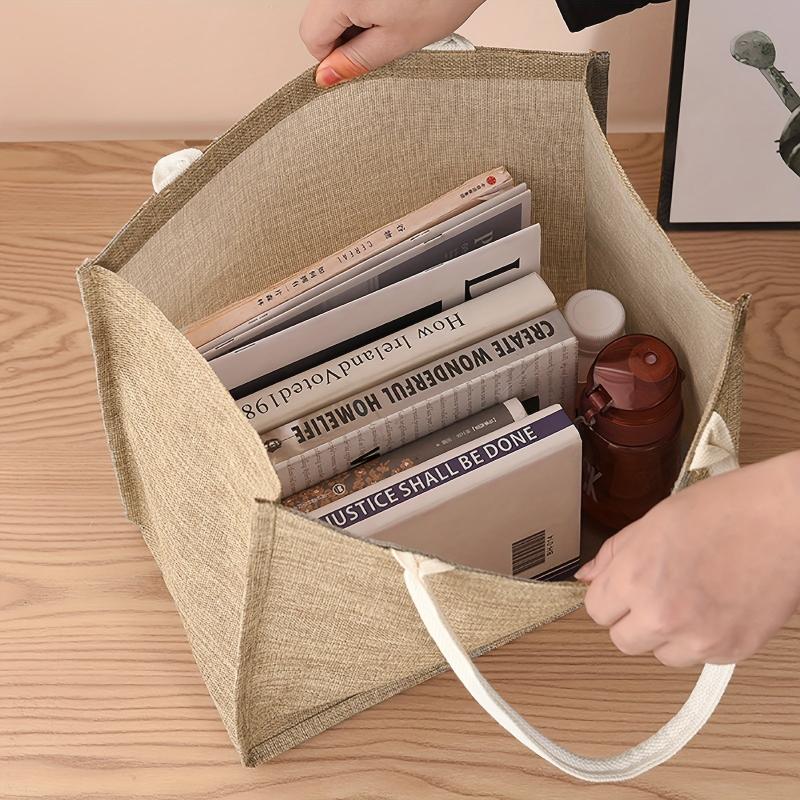 Eco Friendly Burlap Tote Bag Reusable Linen Grocery Shopping Bag Lightweight