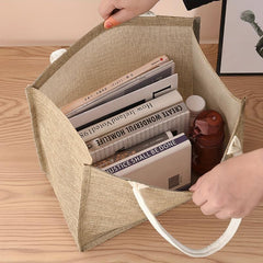Eco Friendly Burlap Tote Bag Reusable Linen Grocery Shopping Bag Lightweight