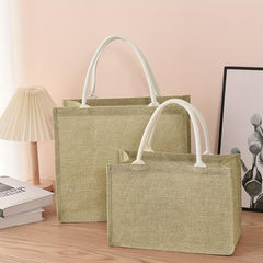 Eco Friendly Burlap Tote Bag Reusable Linen Grocery Shopping Bag Lightweight