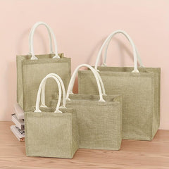Eco Friendly Burlap Tote Bag Reusable Linen Grocery Shopping Bag Lightweight