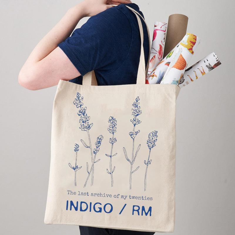 Floral Pattern Canvas Shopping Bag Letter Print Shoulder Tote Bag
