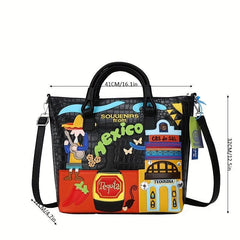 Graffiti Print Tote Bag Large Shoulder Handbag Women's Satchel Bag